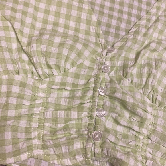 NWOT Green gingham top - Picture 6 of 6